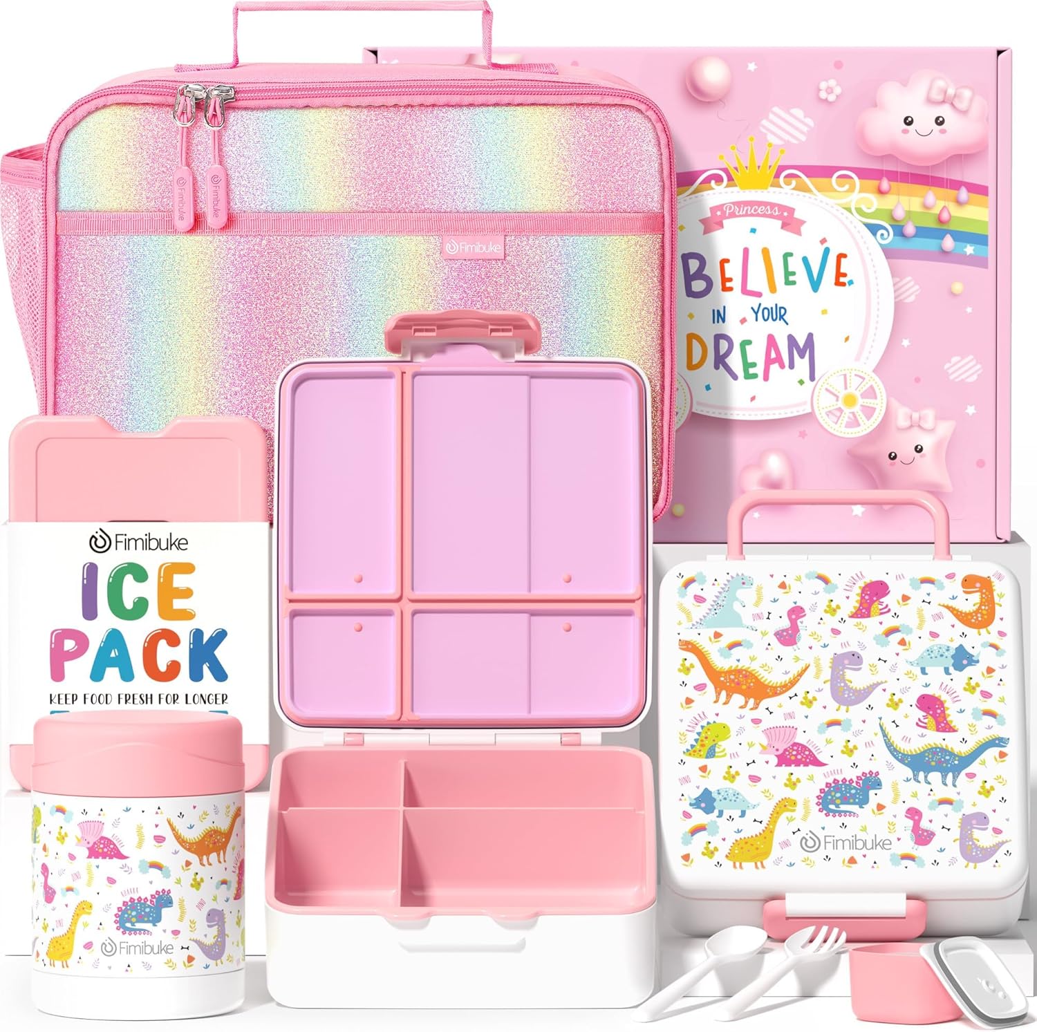 Fimibuke Kids Bento Snack Lunch Box Set for School and Travel