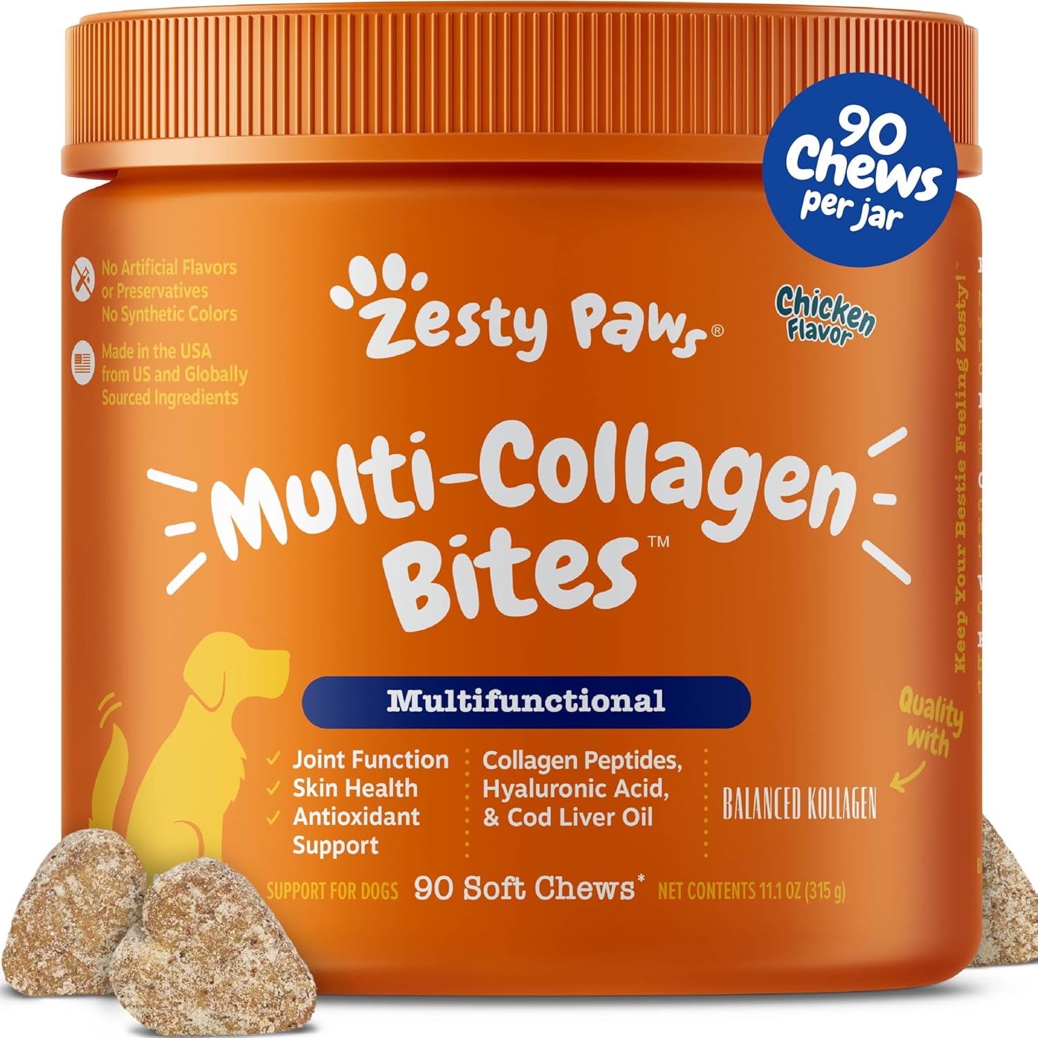 Zesty Paws Multi Collagen Soft Chews for Dogs - Joint Support