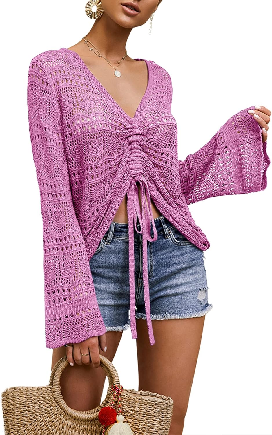 Boho Off Shoulder Sheer Crop Tops for Trendy Summer Style