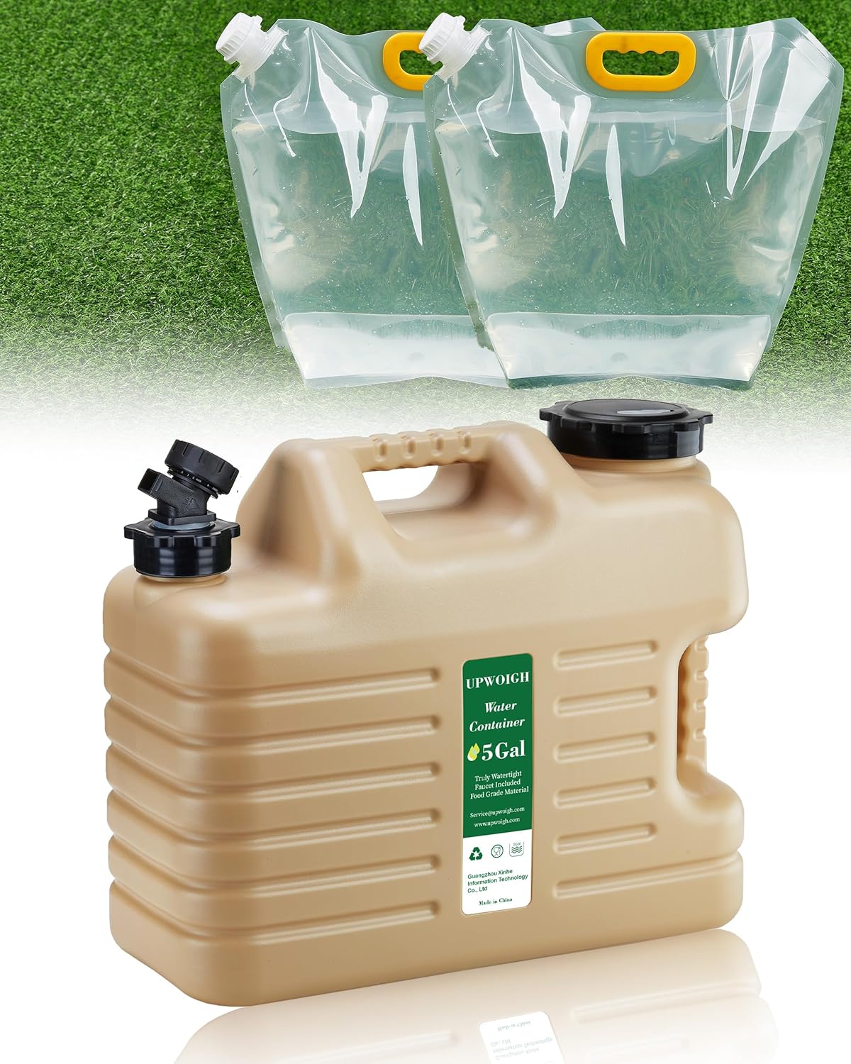 5 Gallon Water Jug and 2.6Gal Collapsible Water Bag Set