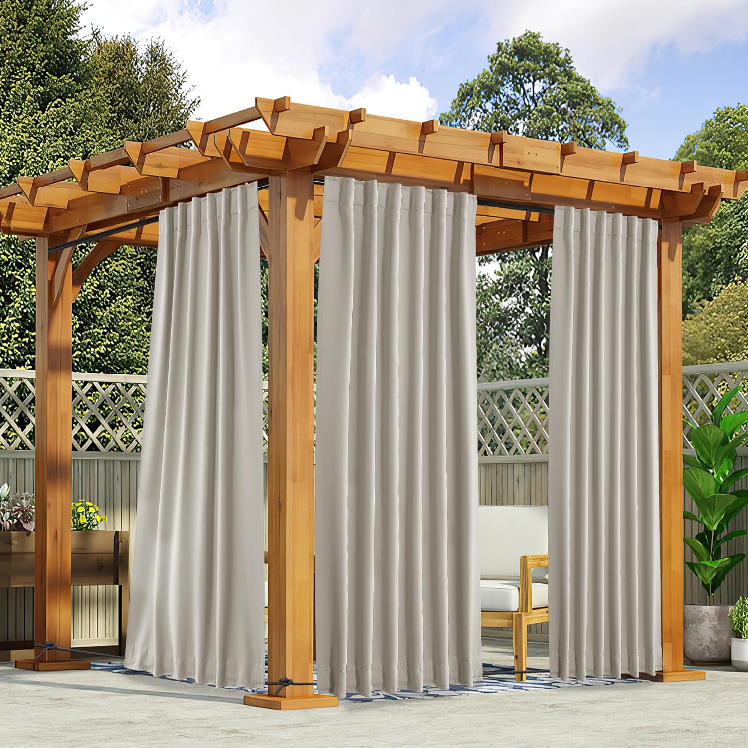 NICETOWN Outdoor Waterproof Curtains for Gazebo Privacy & Style