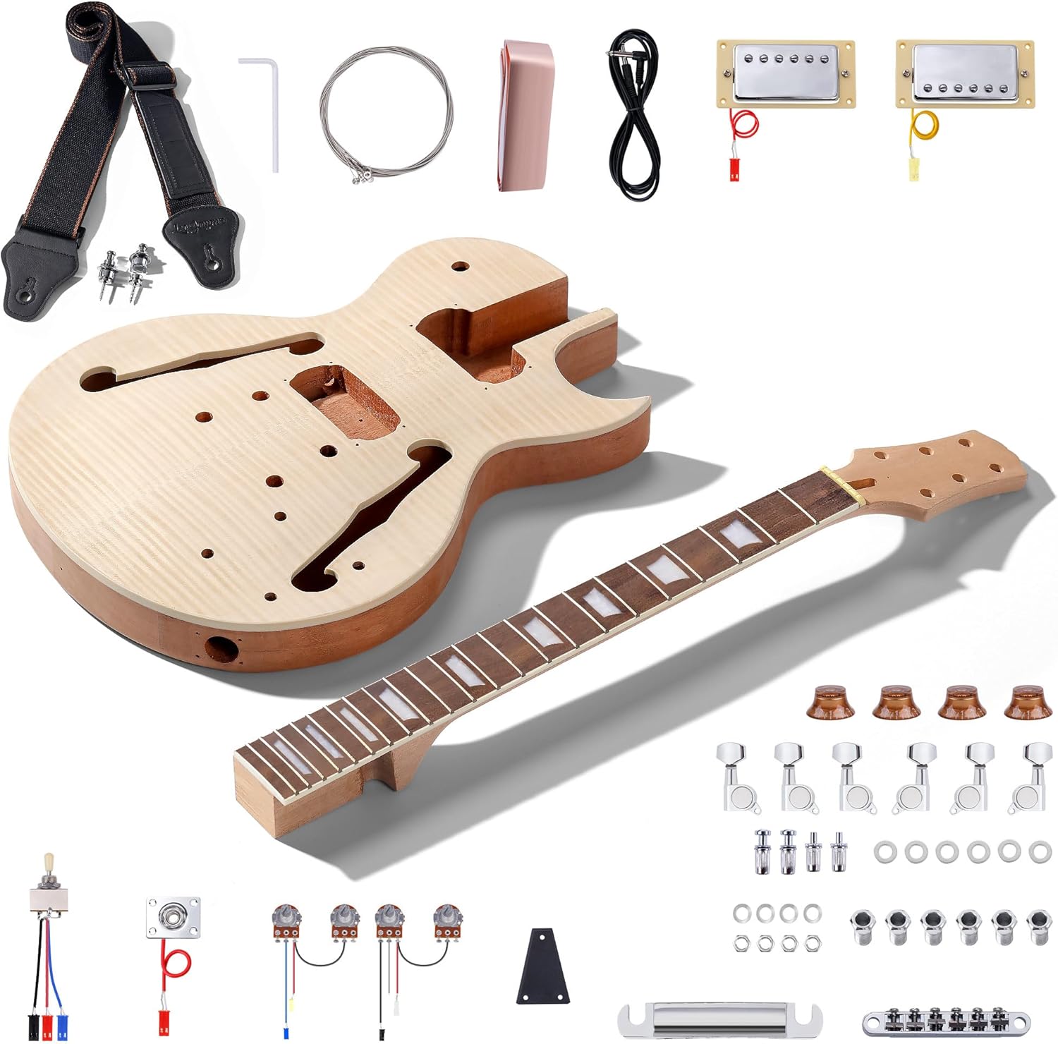 DIY Single Cut Electric Guitar Kit with Mahogany Body and Neck