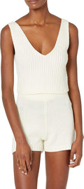Sylvie Cotton Blend V-Neck Cropped Sweater Tank - Elevated Everyday
