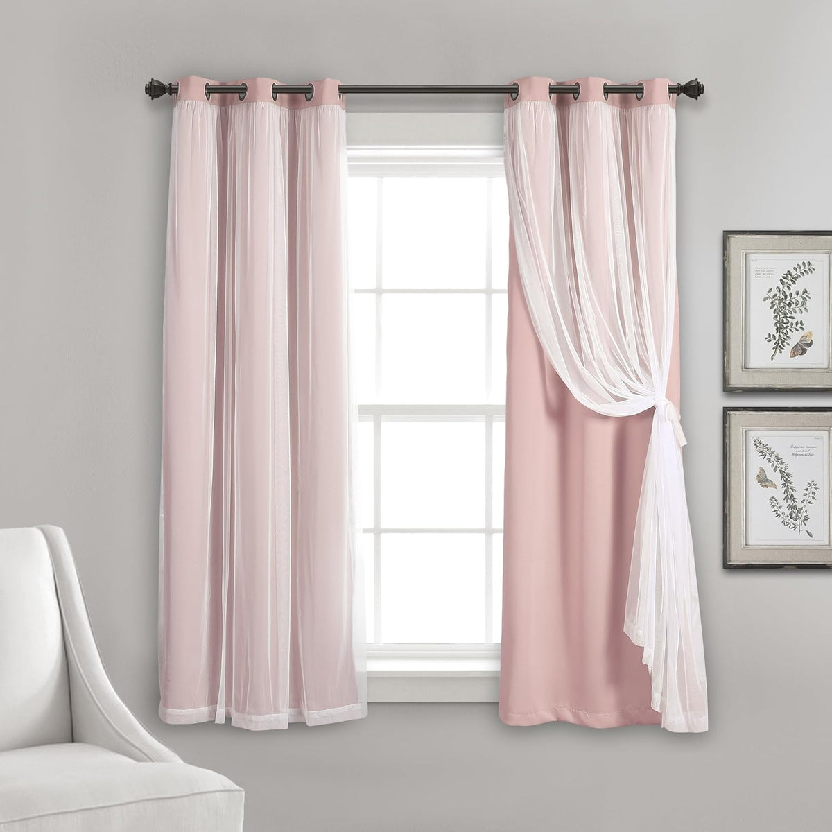 Lush Decor Sheer Grommet Curtains with Insulated Blackout Lining