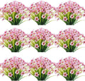 30 Bundles Pink Artificial Flowers Outdoor UV Resistant Faux Plants