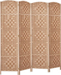 6 ft Tall Room Divider Privacy Screen - Natural Woven 4 Panel