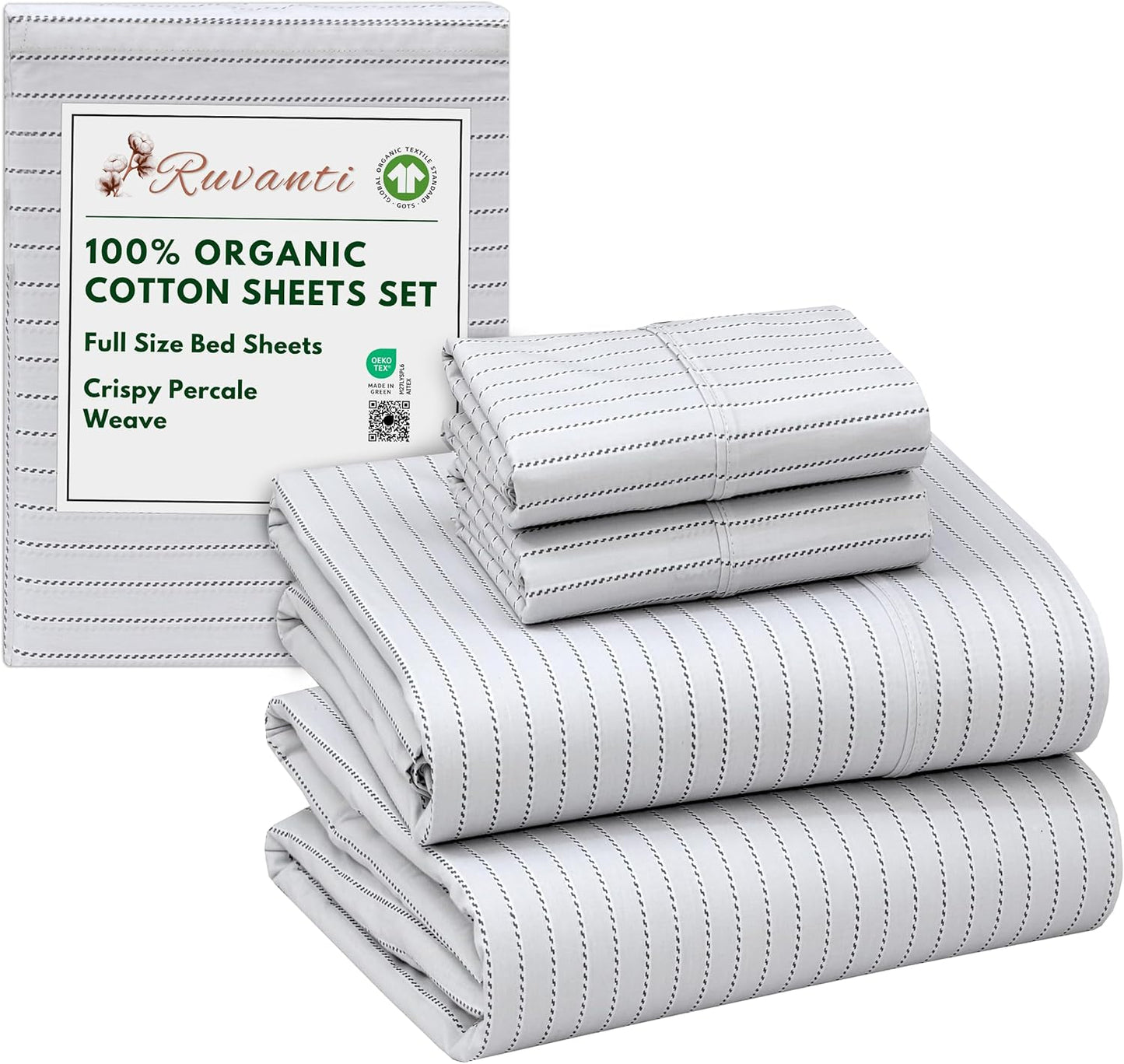 100% Organic Cotton Sheets Full Size Set for Comfortable Sleep