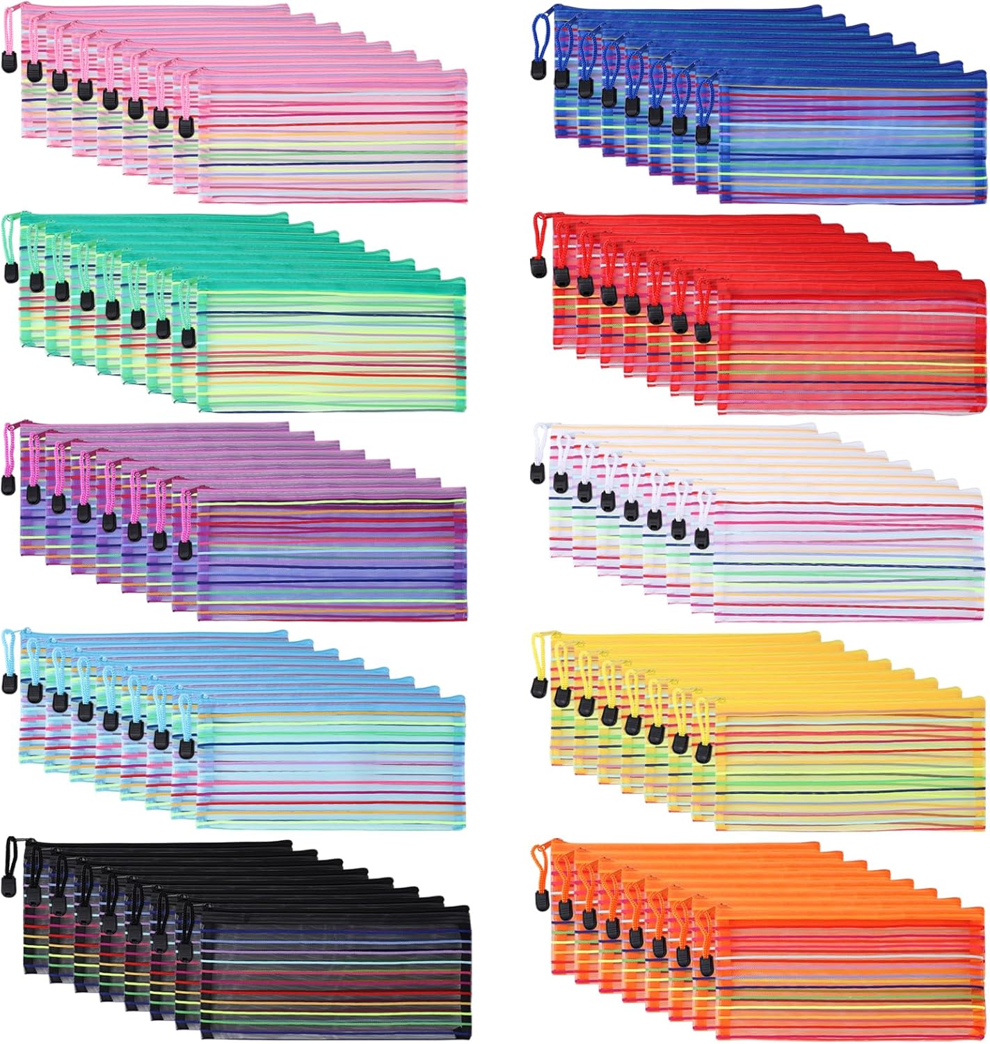 80 Pack Mesh Zipper Pouch Bags for Organizing School and Travel