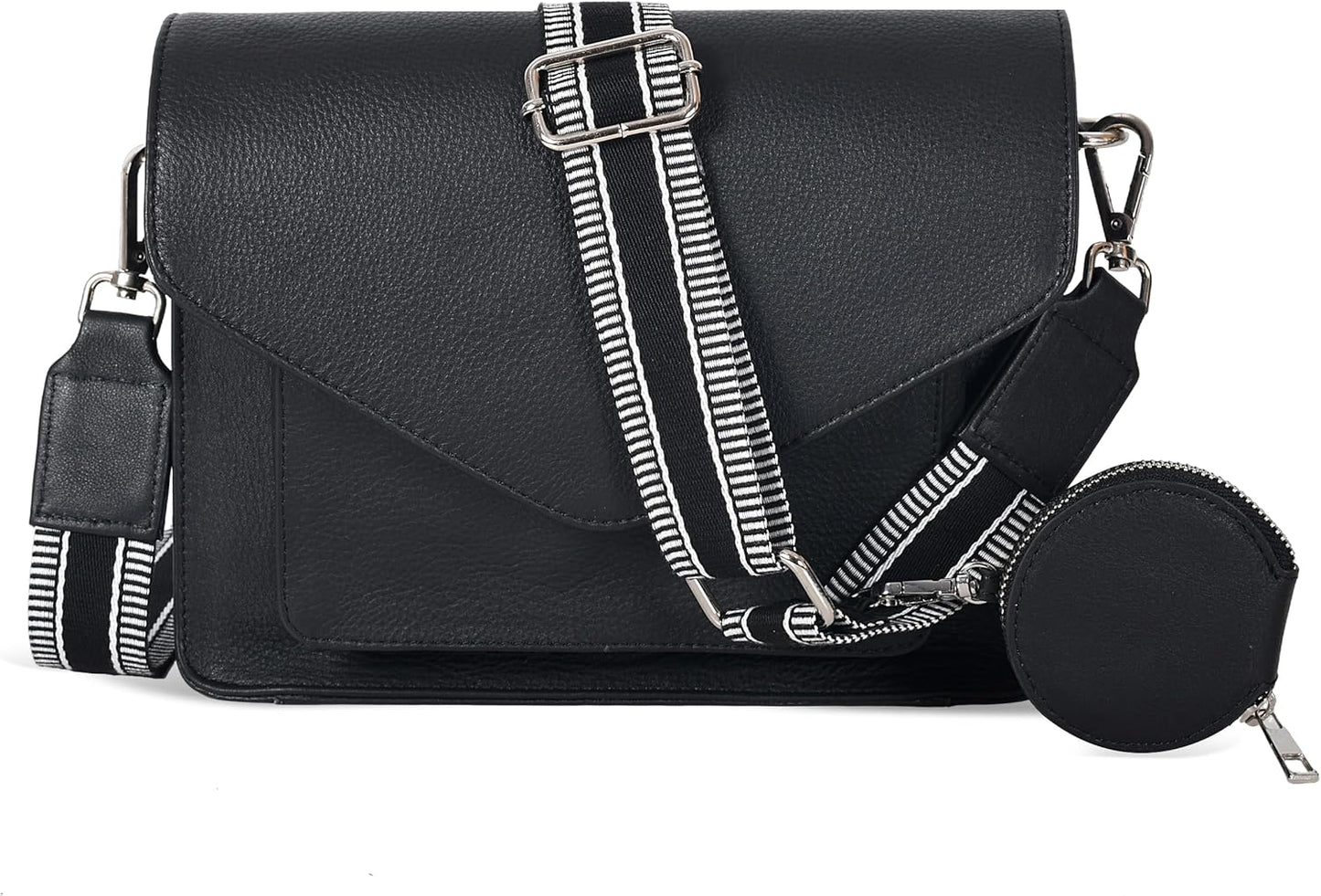 Leather Flapover Crossbody Handbag Purse for Women with Style