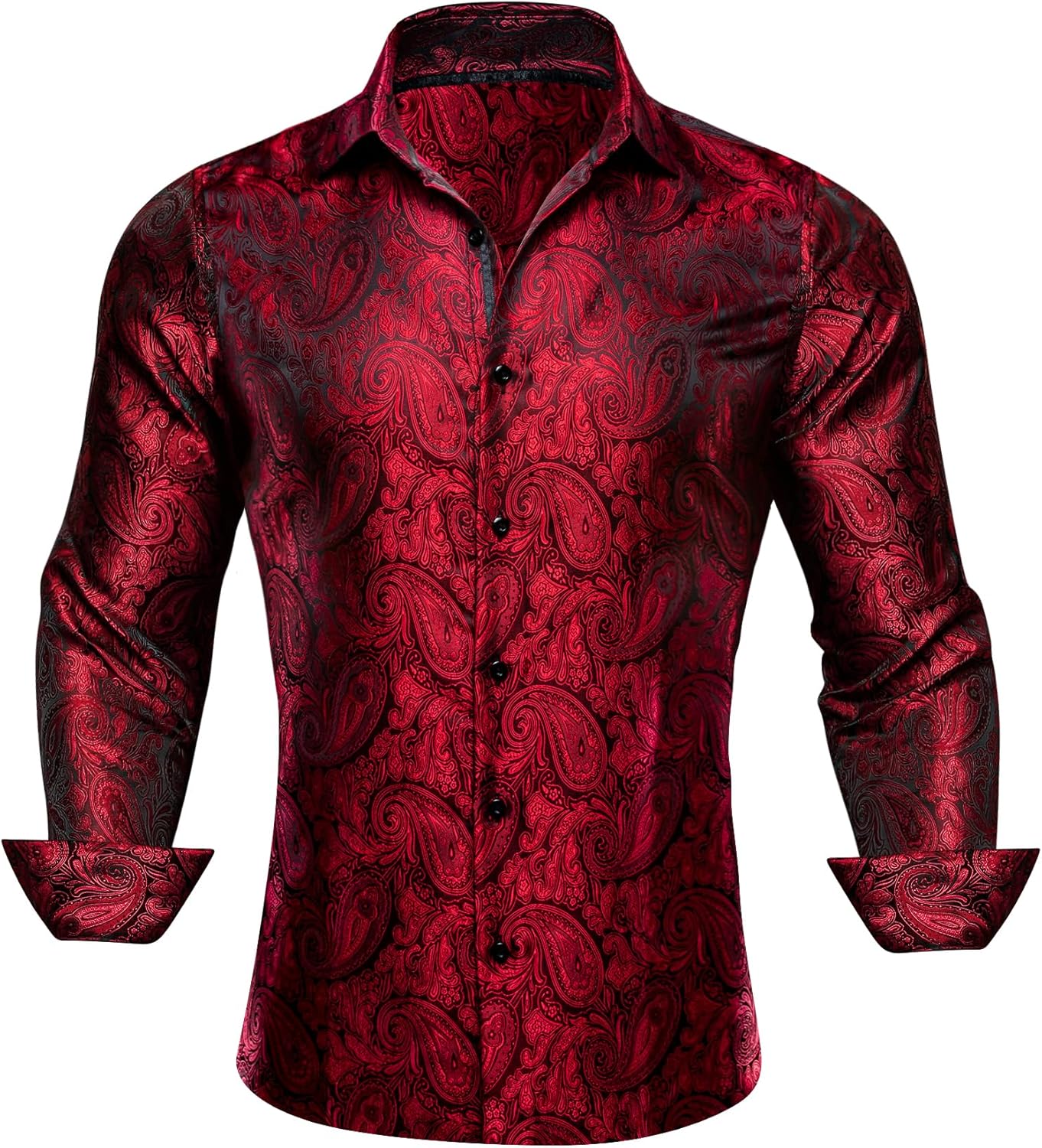 Barry.Wang Men's Dress Shirt Paisley Silk for Formal Events