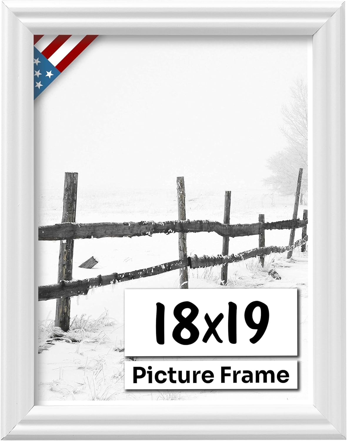 White 18x19 Picture Frame with UV-Blocking Plexiglass for Art