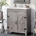Farmhouse Bathroom Vanity with Ceramic Sink 30 in - Compact Rustic
