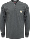 FR Shirts for Men 5.5oz Lightweight Long Sleeve Work Henley CAT2