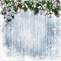 Snowflake Wooden Floor 8x8ft Christmas Backdrop - Rustic Photo Wall