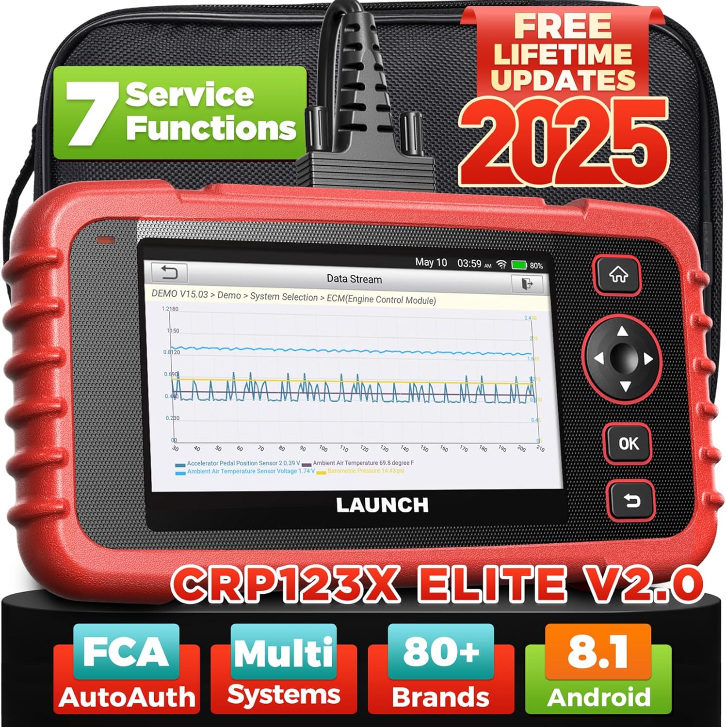 LAUNCH CRP123X V2.0 OBD2 Scanner with 7 Reset Functions