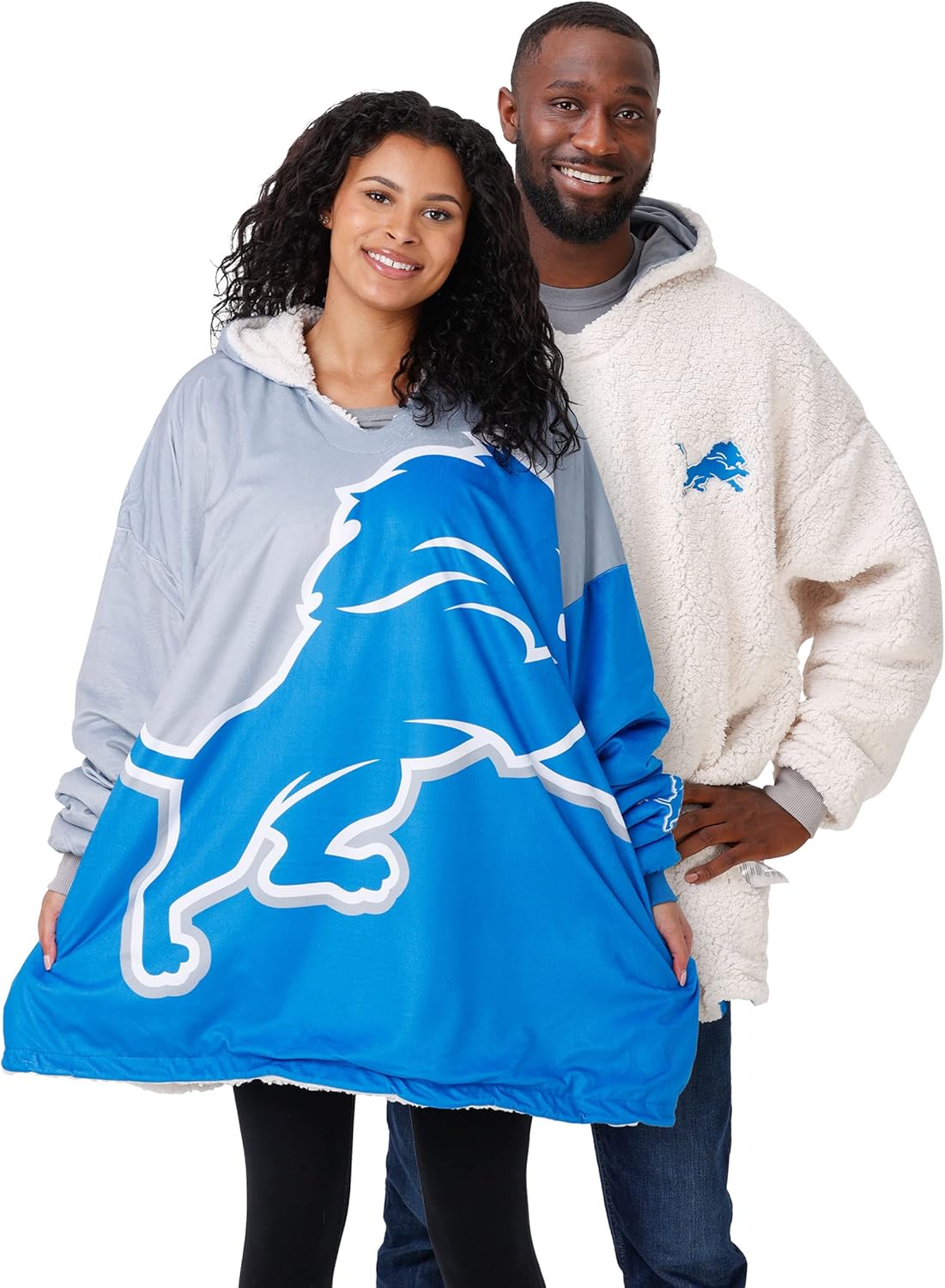 NFL Team Logo Reversible Oversized Sherpa Hoodie Sweatshirt