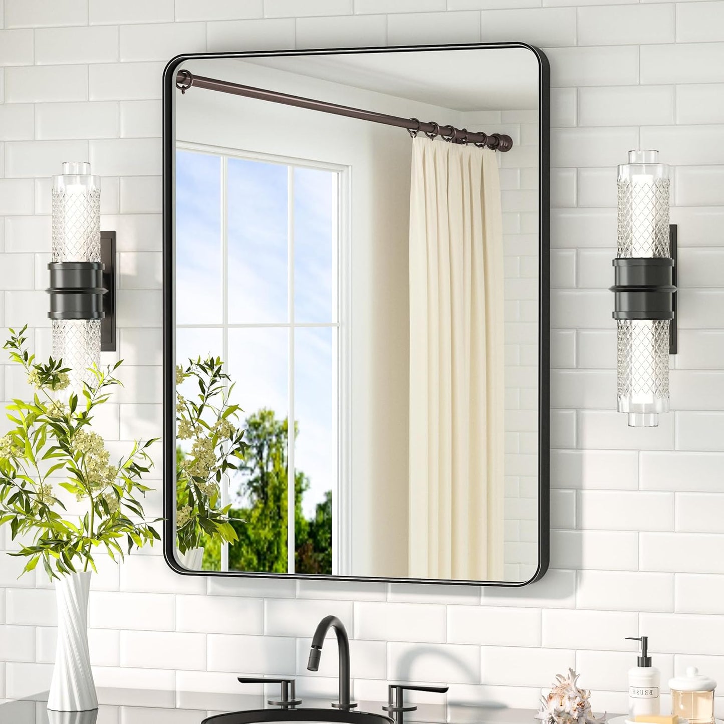 TETOTE Black Bathroom Mirror 24 x 32 for Elegant Spaces