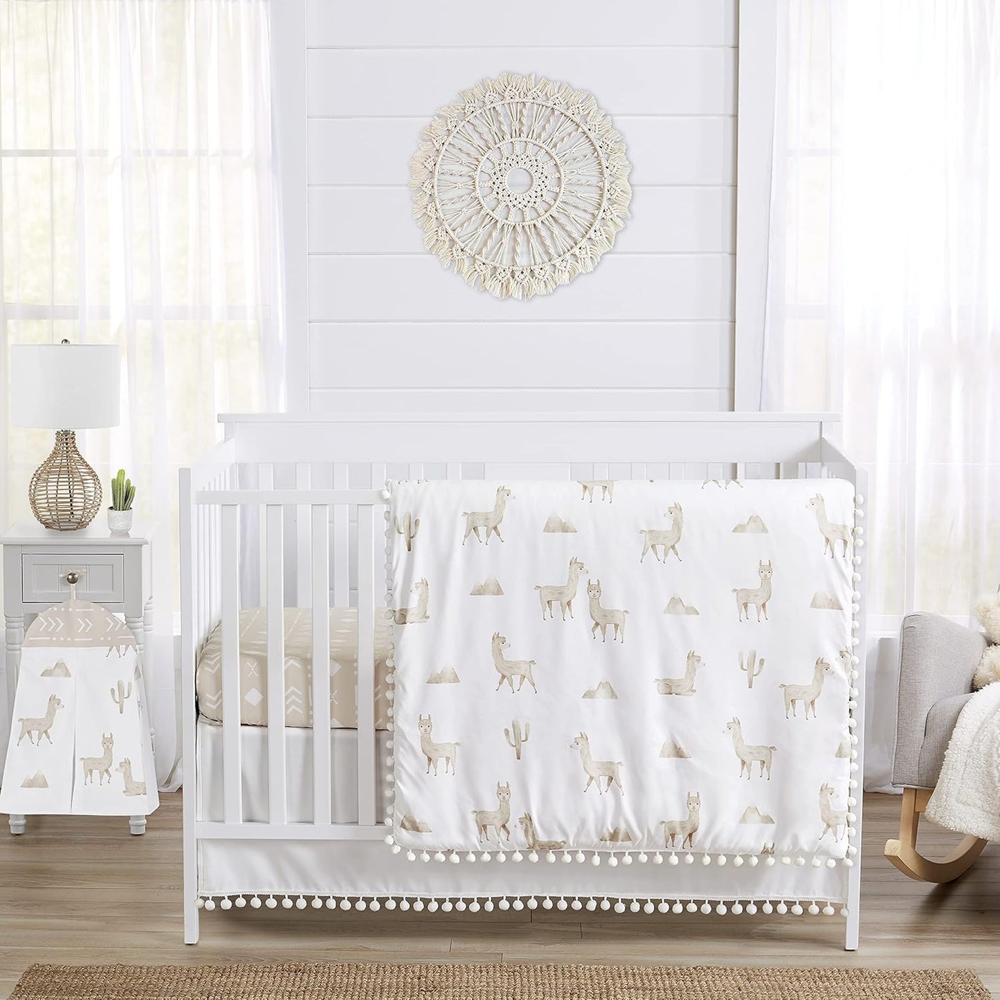 Boho Llama Baby Nursery Crib Bedding Set - 4 Piece Gender Neutral