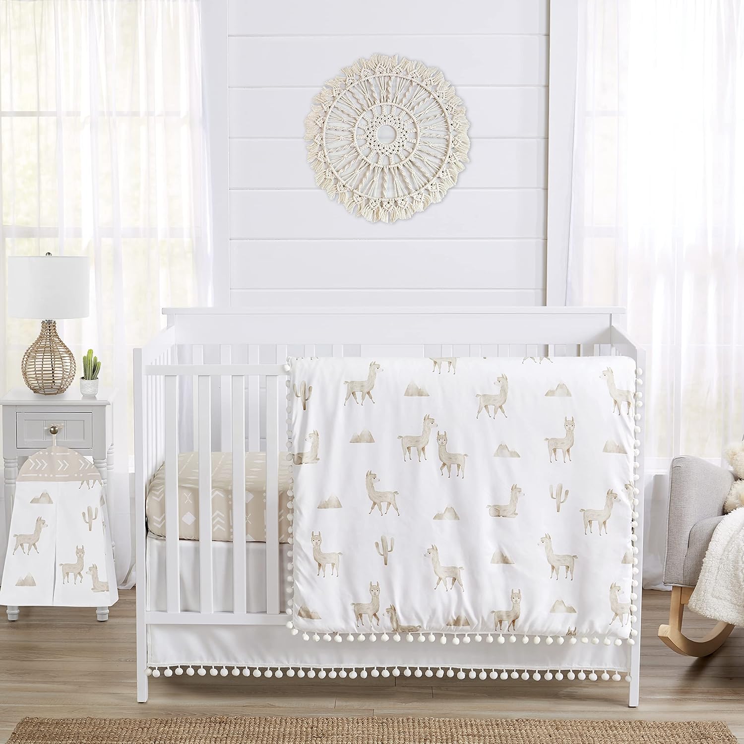 Boho Llama Baby Nursery Crib Bedding Set - 4 Piece Gender Neutral