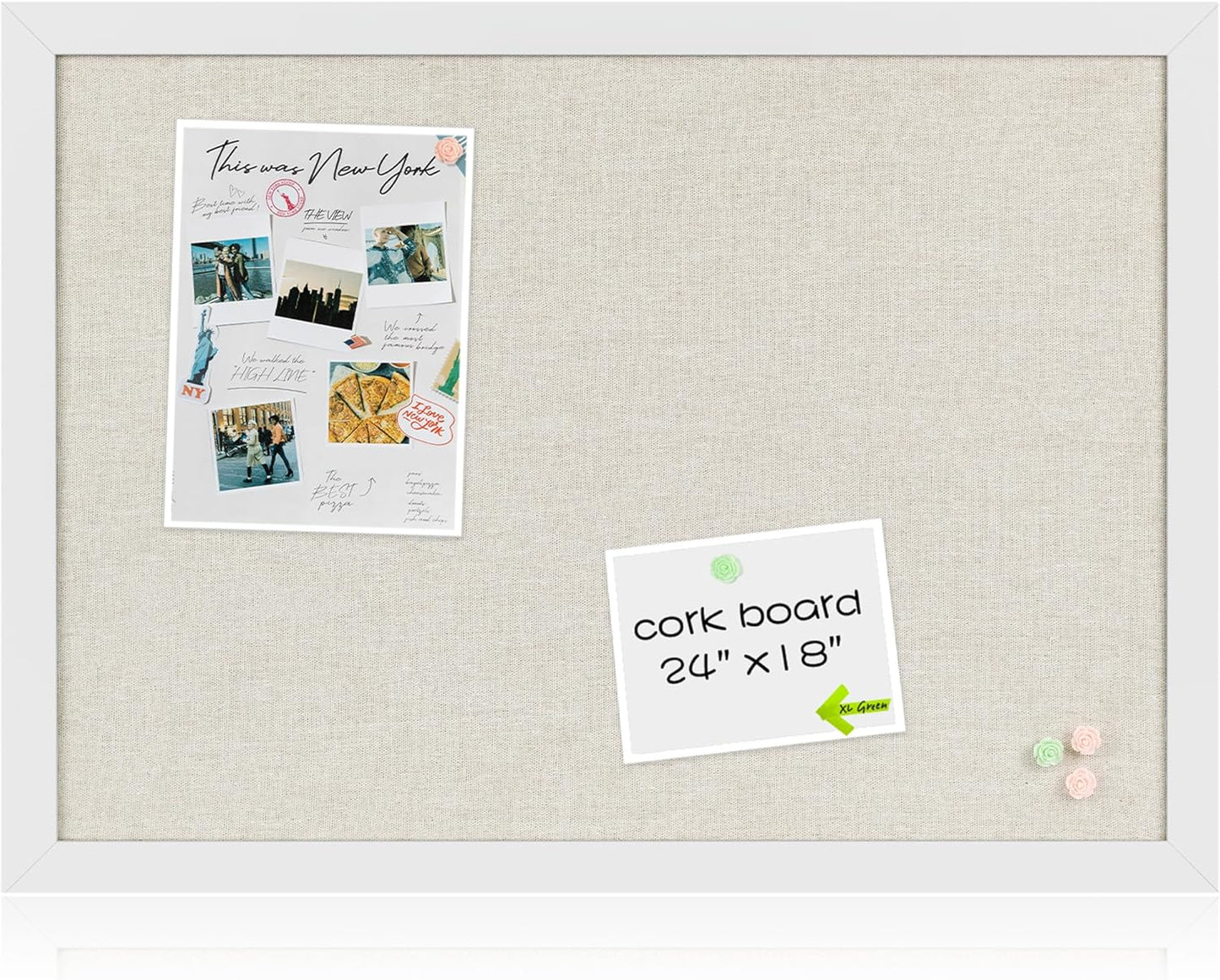 Board2by White Cork Board Bulletin Board for Home Office Use
