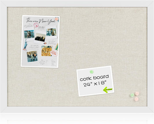 Board2by White Cork Board Bulletin Board for Home Office Use