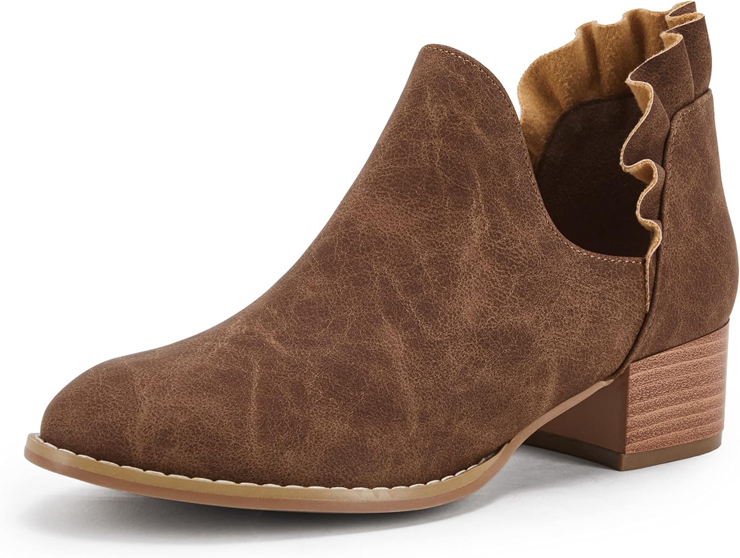 FISACE Womens Ruffled Ankle Boots for Stylish Western Look