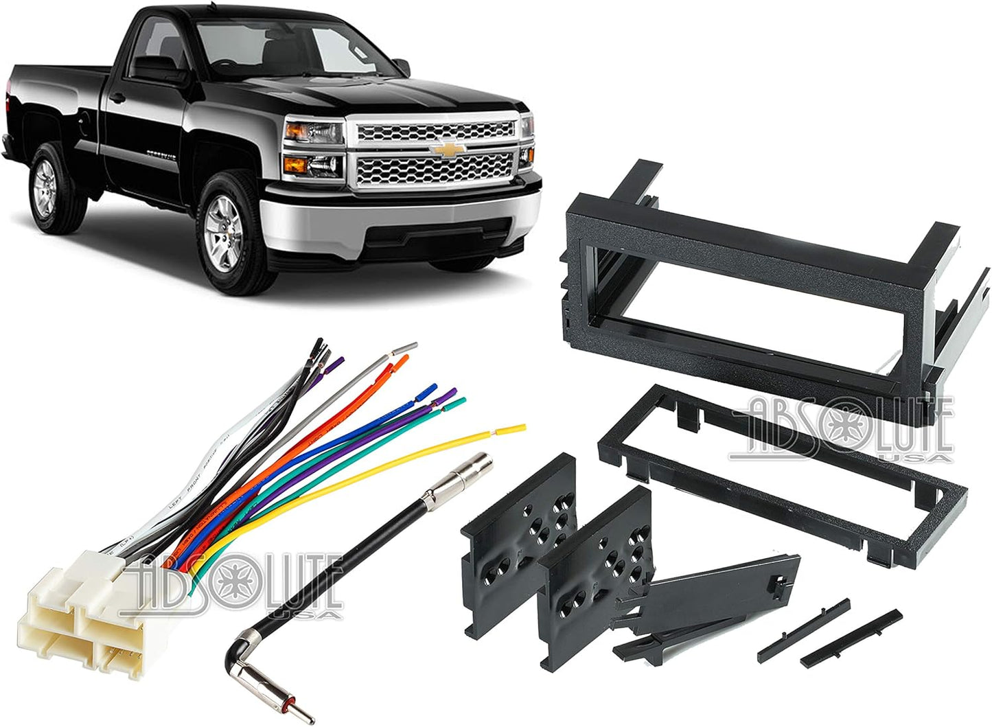 Single DIN Stereo Harness Radio Dash Kit for Chevy Silverado