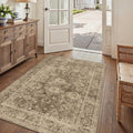 4x6 Washable Area Rug Brown Vintage Distressed - Low Pile Entryway Rug