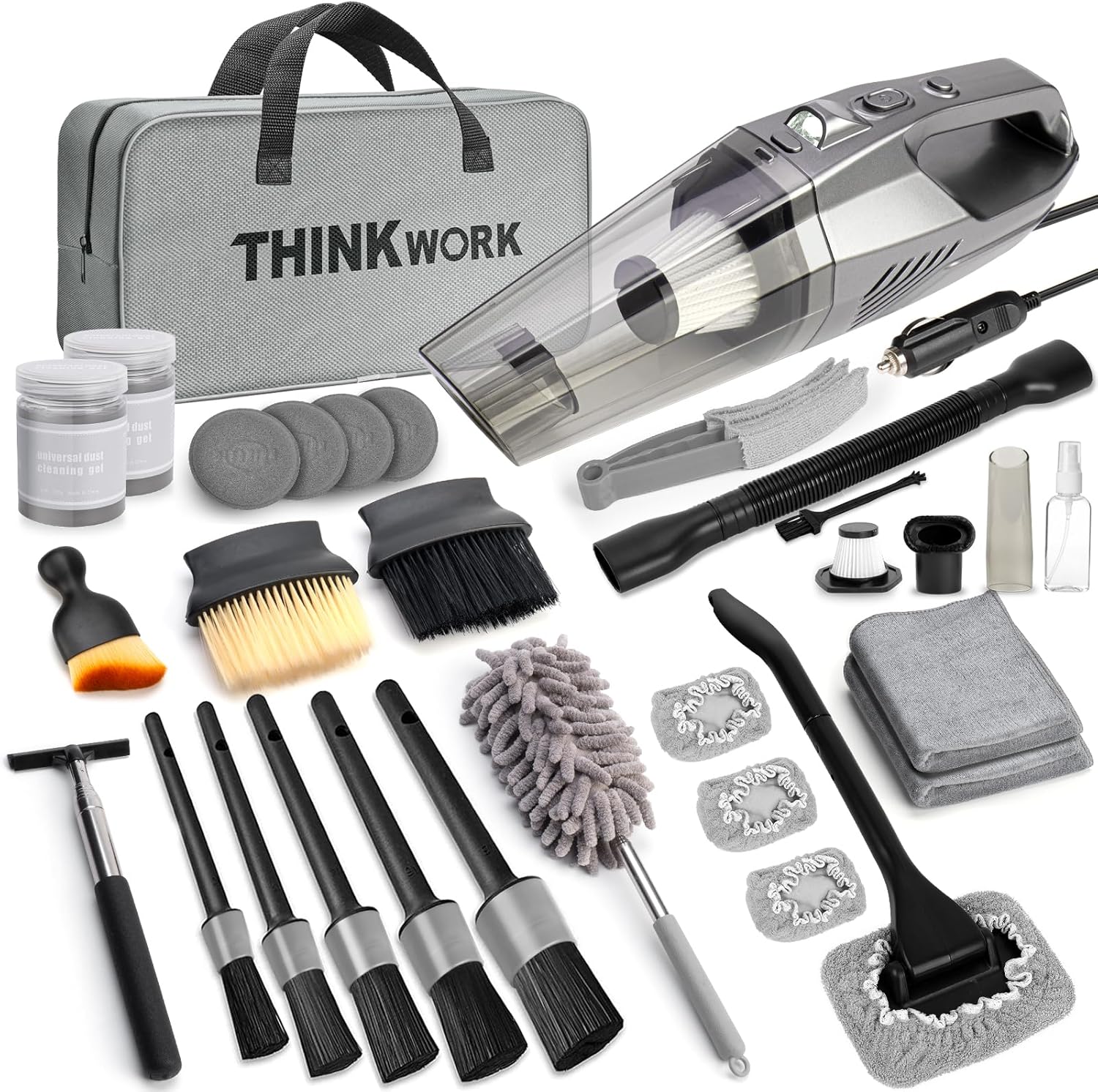 THINKWORK High Power Car Vacuum Kit - 10Pcs Brush Set