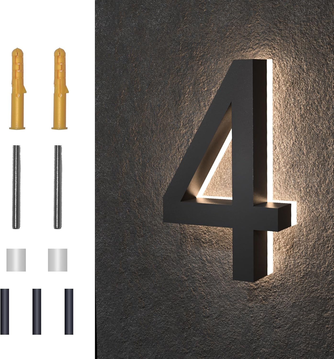 7 Inch Backlit LED House Numbers for Modern Home Address Display