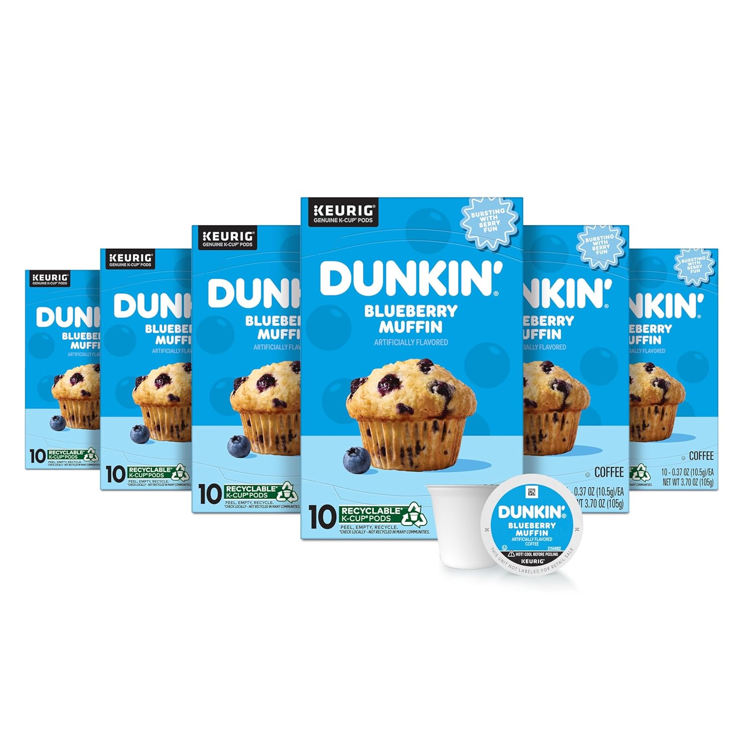 Dunkin Blueberry Muffin Flavored Coffee K-Cup Pods for Keurig