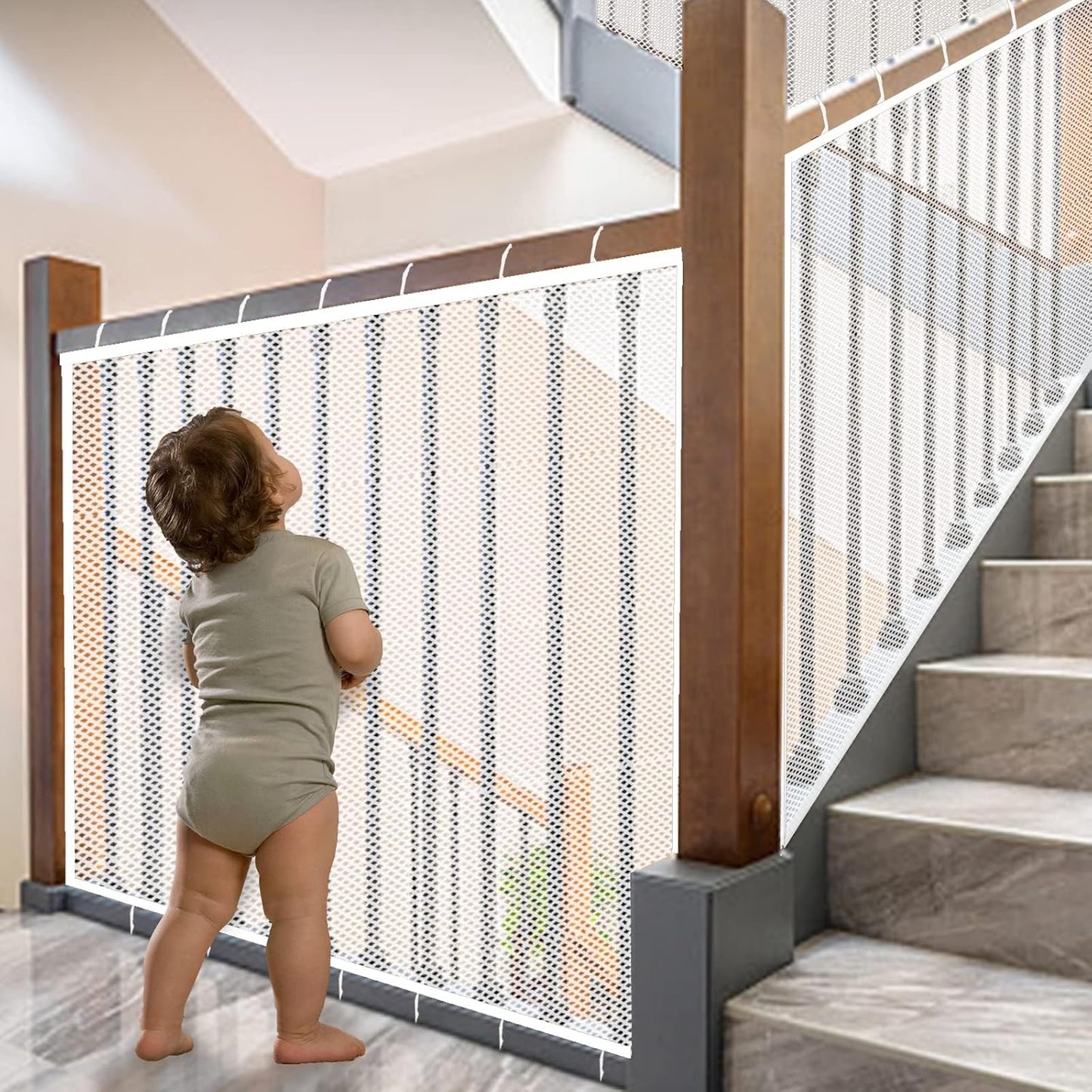 JIFTOK Baby Gate for Stairs - Safety Net for Kids & Pets