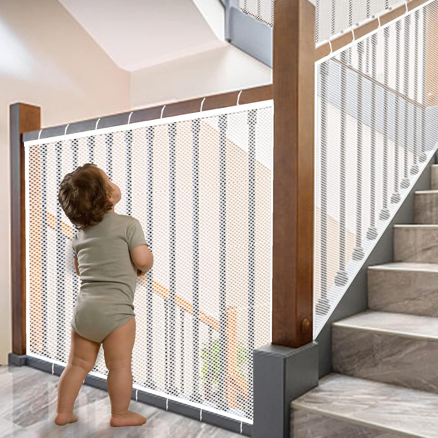 JIFTOK Baby Gate for Stairs - Safety Net for Kids & Pets
