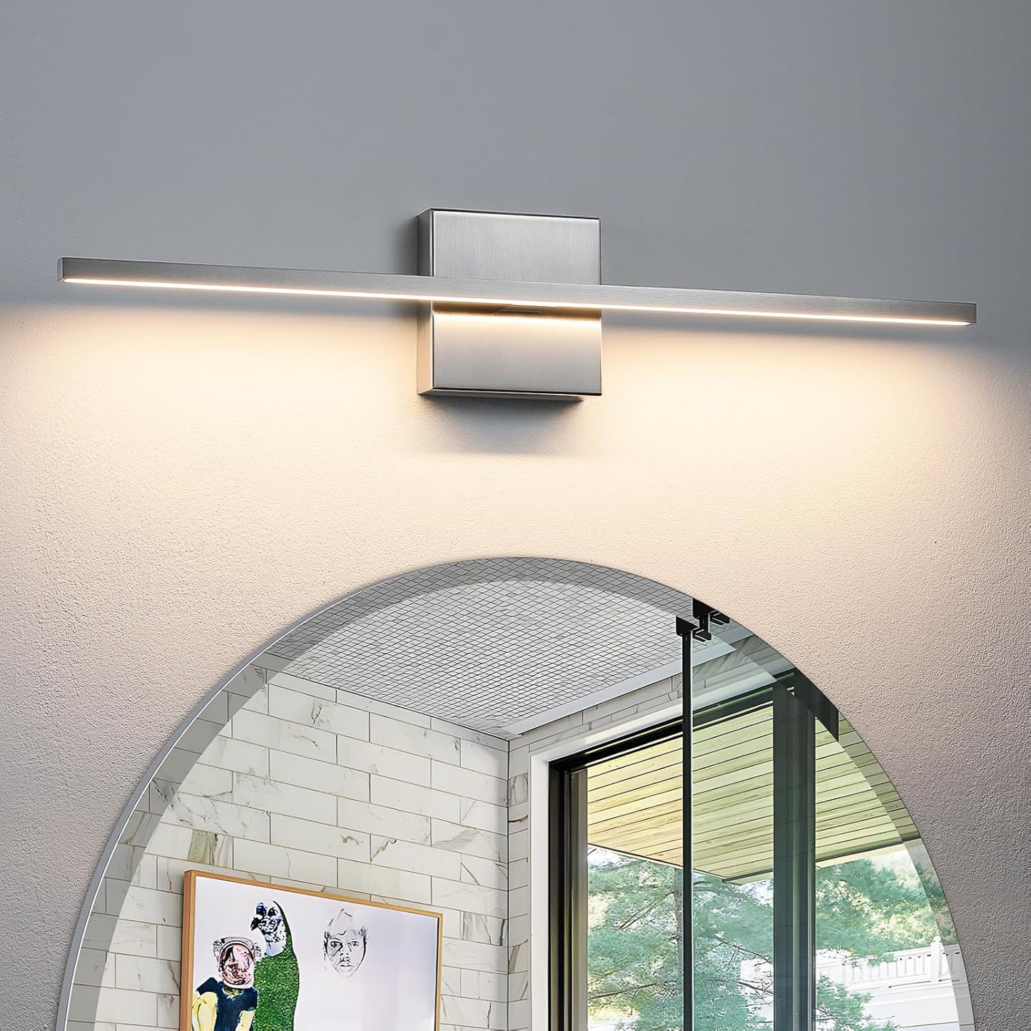 Dimmable Brushed Nickel Vanity Lights for Bathroom Over Mirror