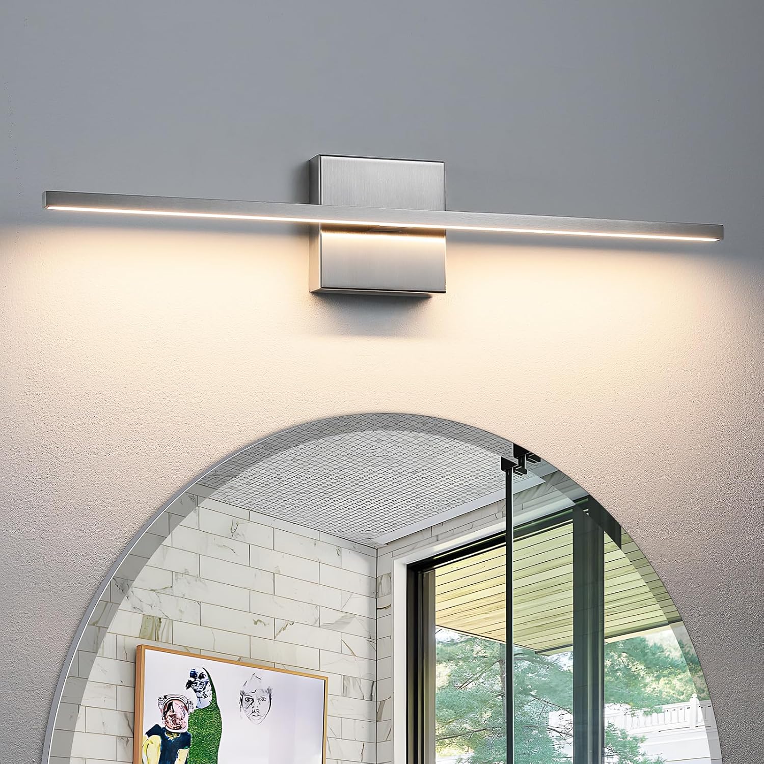 Dimmable Brushed Nickel Vanity Lights for Bathroom Over Mirror