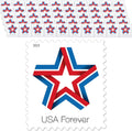 Star Ribbon Strip of 50 Forever First Class Postage Stamps - Patriotic
