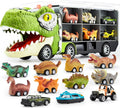 JOYIN 13 in 1 Dinosaur Truck with 12 Pull Back Cars - Playset Gift