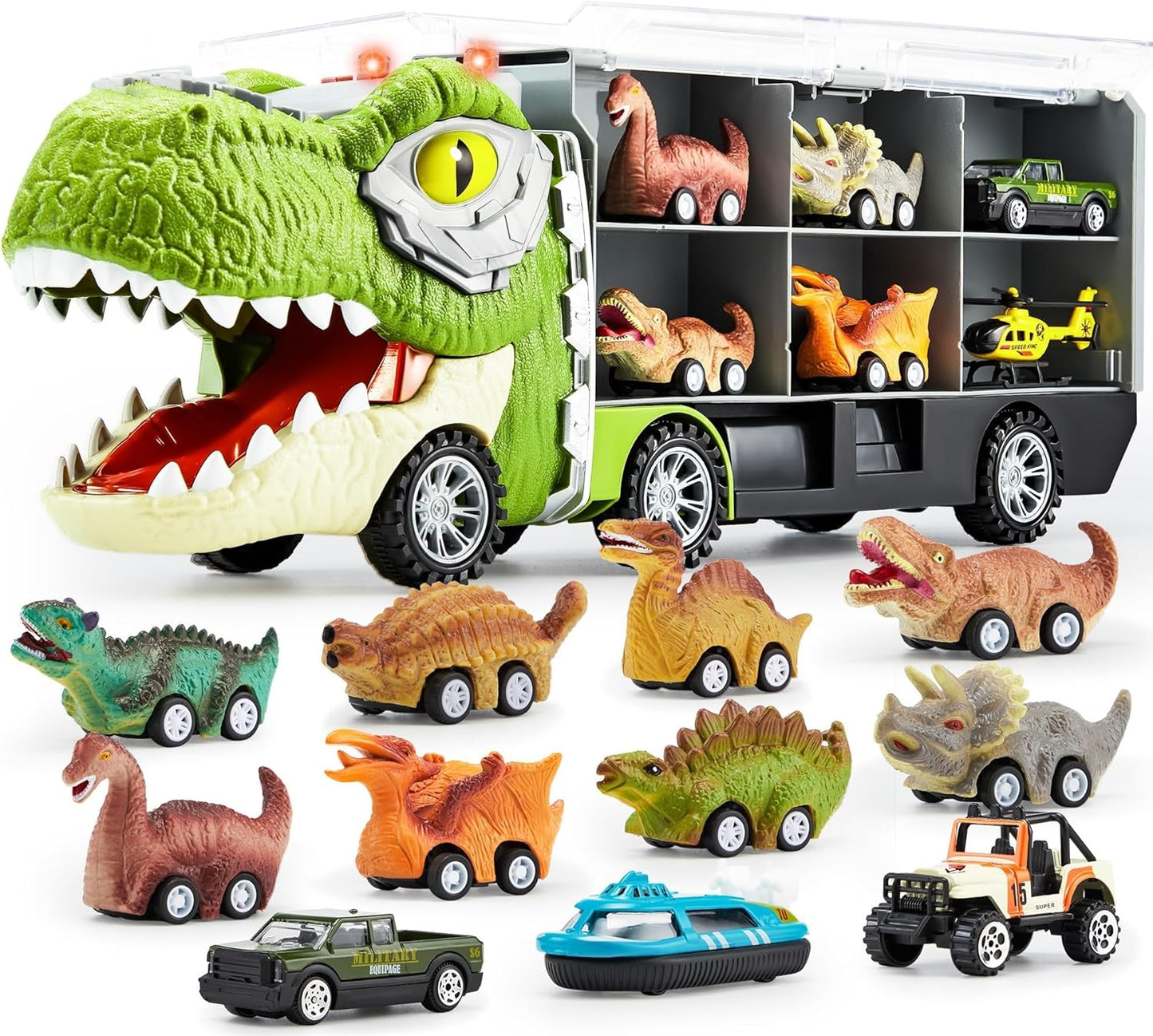 Ultimate Dinosaur Truck with 12 Cars Set by JOYIN