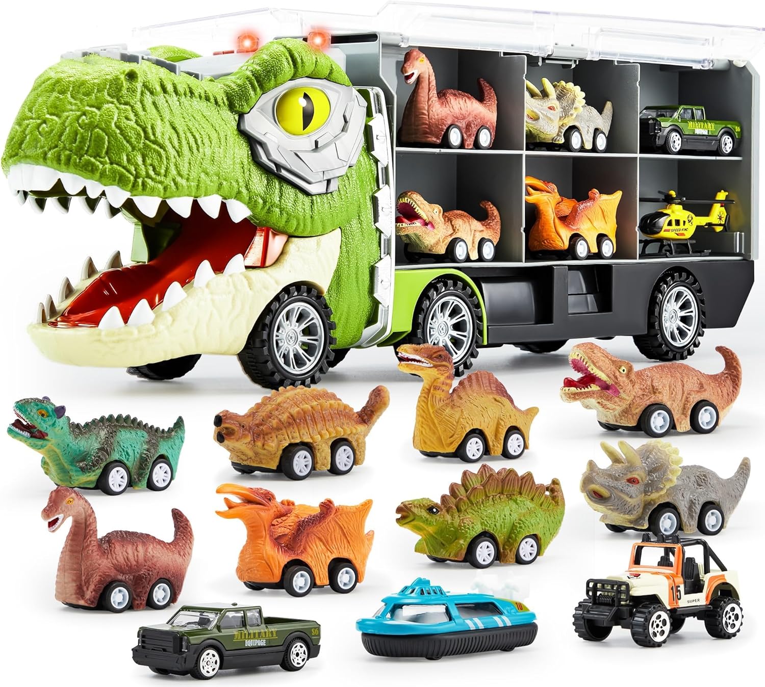 Ultimate Dinosaur Truck with 12 Cars Set by JOYIN