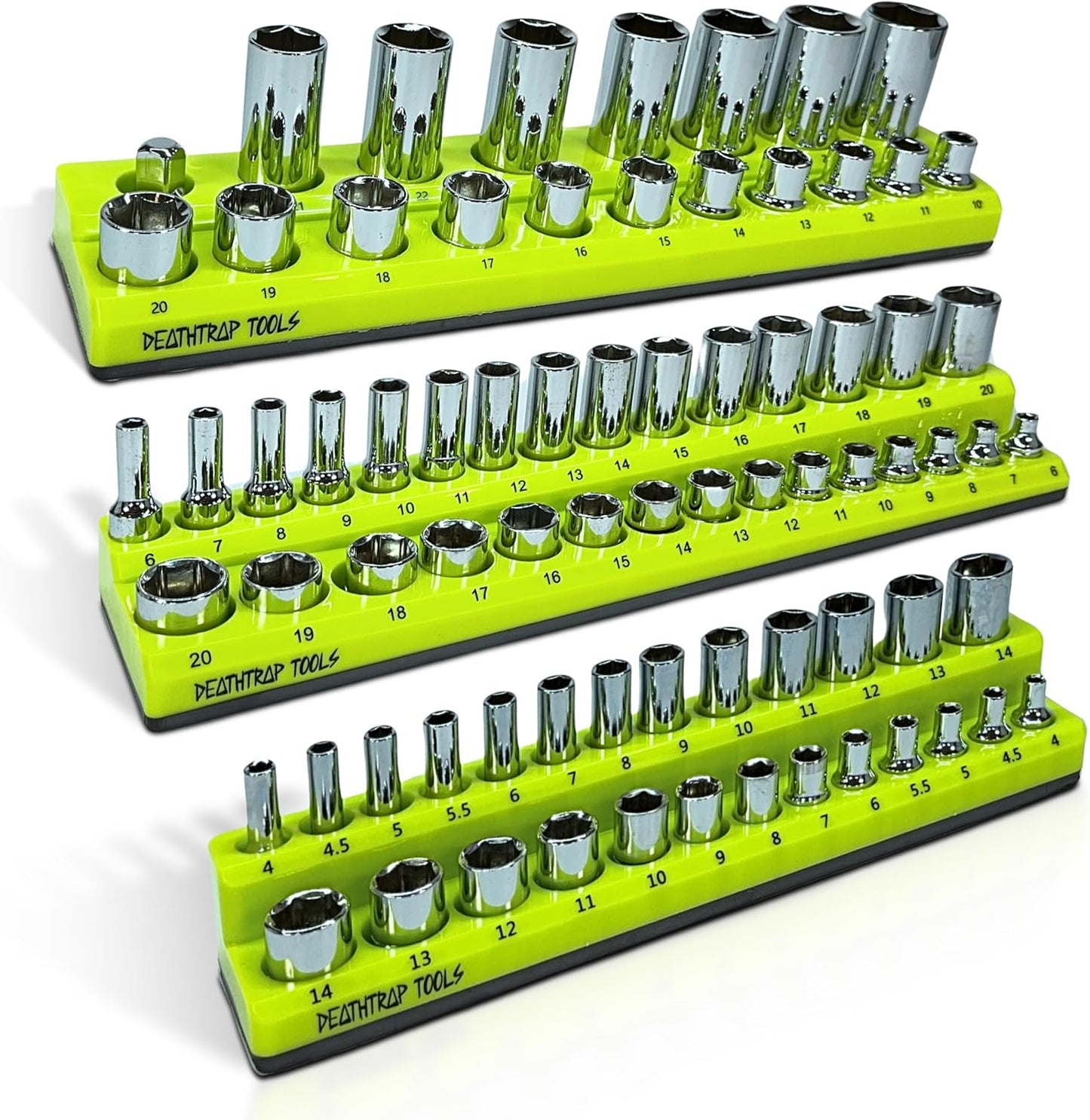 Magnetic Socket Organizer Set for Tool Box Drawer - 3 Trays