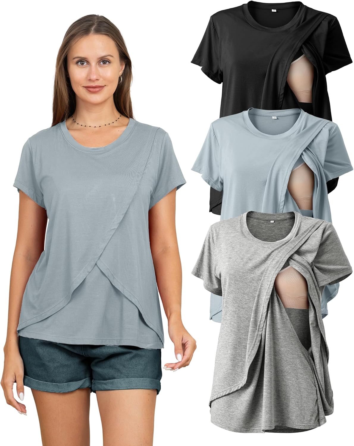 Rnxrbb Women's Nursing Tops for Breastfeeding Summer Comfort