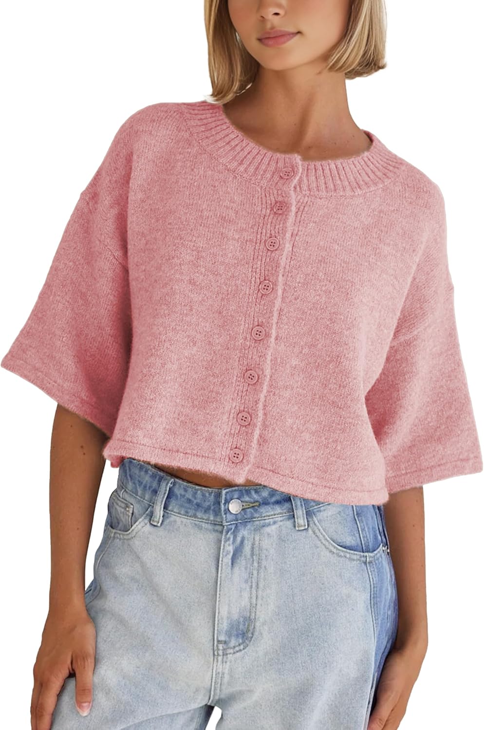 Lightweight Knit Cropped Cardigan for Women by Springrain