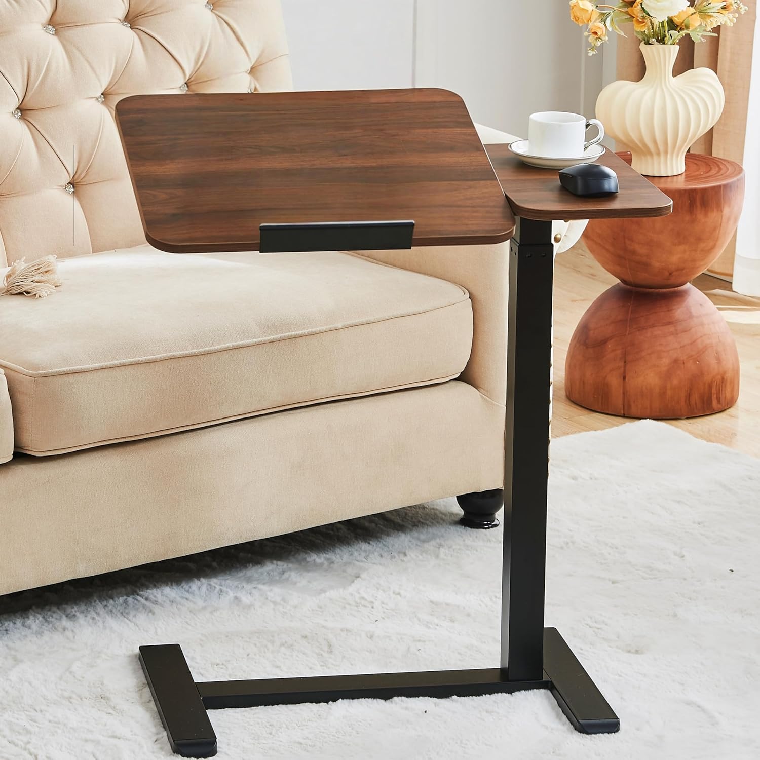 Height Adjustable Overbed Table for Home and Office Use