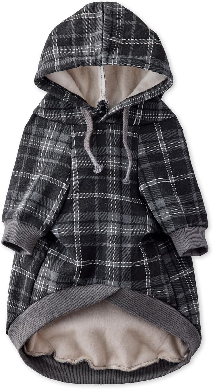 Rocky II Extra Comfy Dog Hoodie for All Breeds in Black Sand Plaid