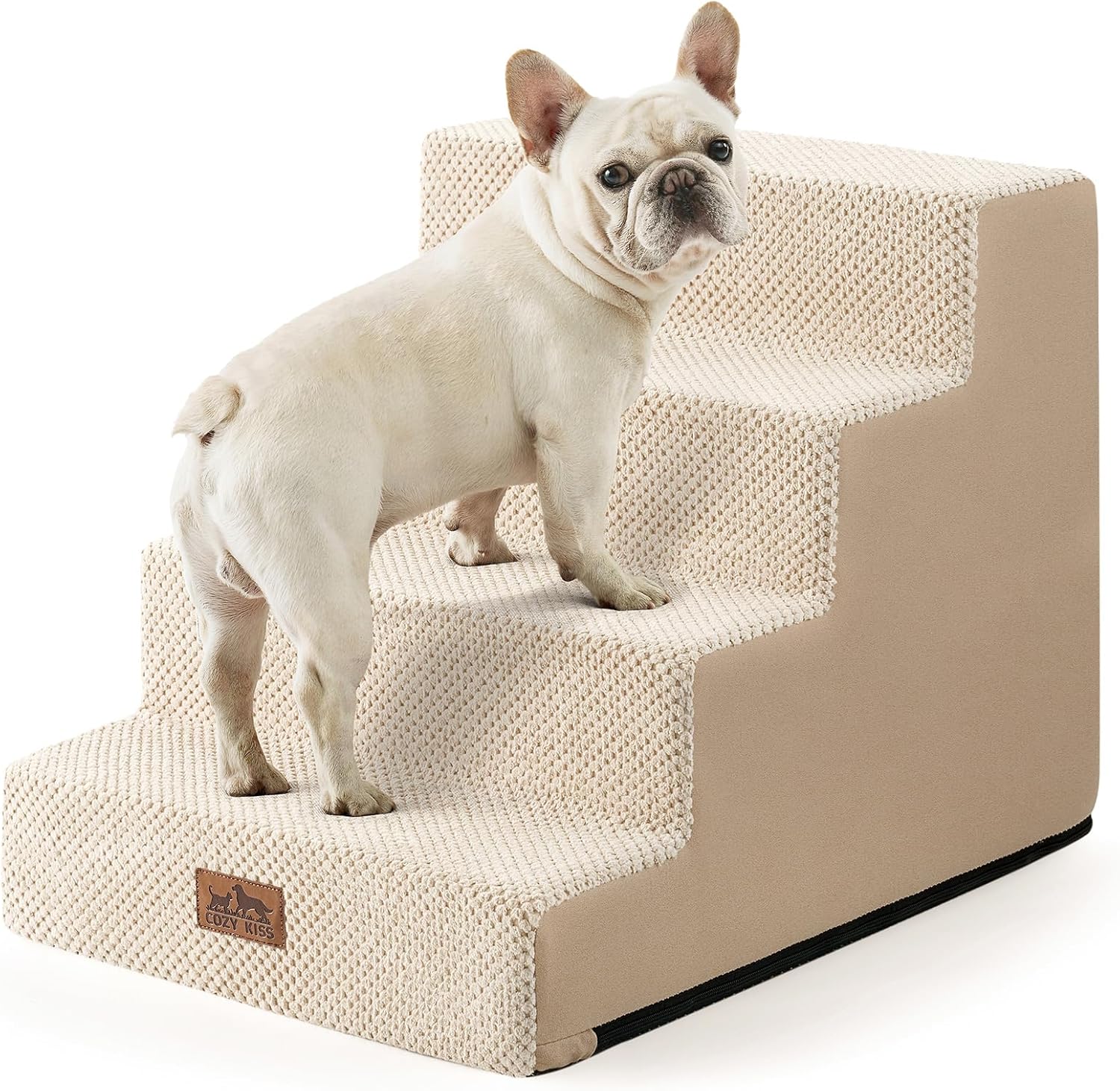 Dog Stairs for Small Dogs - 4 Tier Wider Pet Steps for Comfort