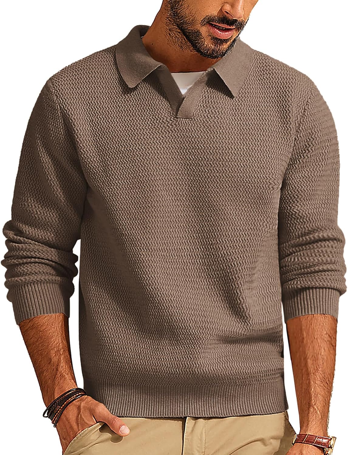 Stylish V Neck Pullover Sweater for Men by PJ PAUL JONES