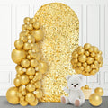 Gold Sequin Arch Backdrop Cover 7.2 FT Round Top - Dazzling Wedding