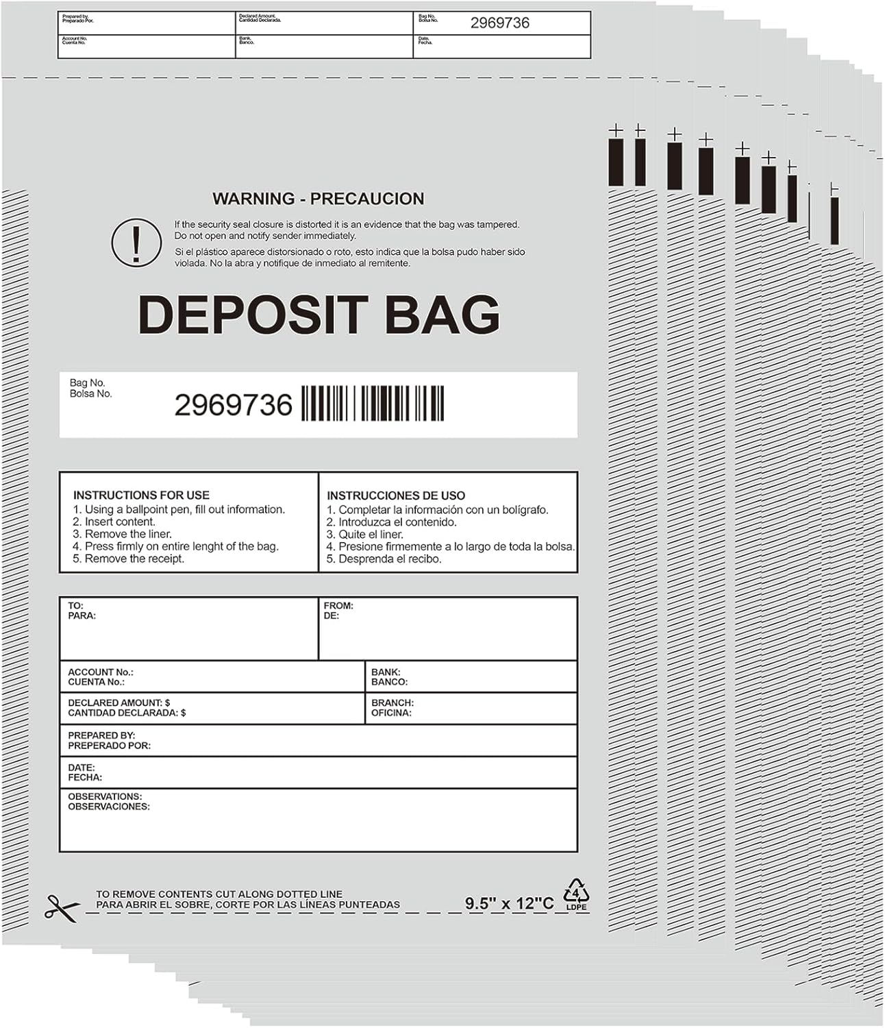 Plastic Deposit Bags 200 Pack for Secure Cash Management