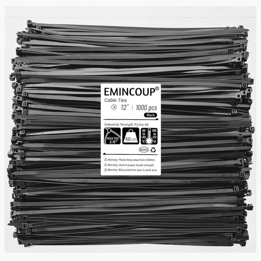 1000-Pack 12 Self-Locking Zip Ties by EMINCOUP