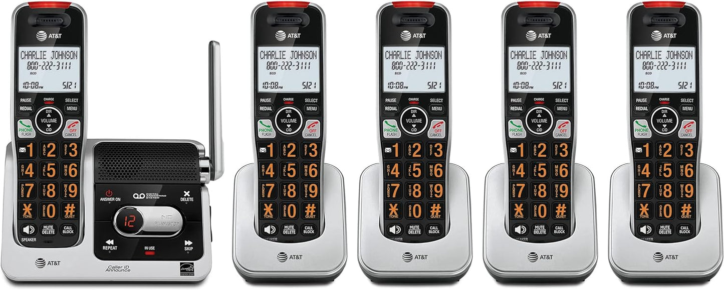 AT&T BL102-5 Cordless Phone with Answering Machine and Call Blocking